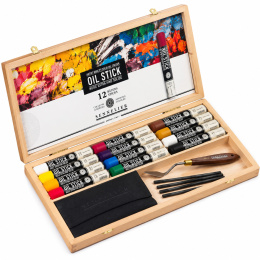 Oil Stick Wooden Box 12-set + Accessories in the group Art Supplies / Crayons & Graphite / Oil sticks at Pen Store (138092)